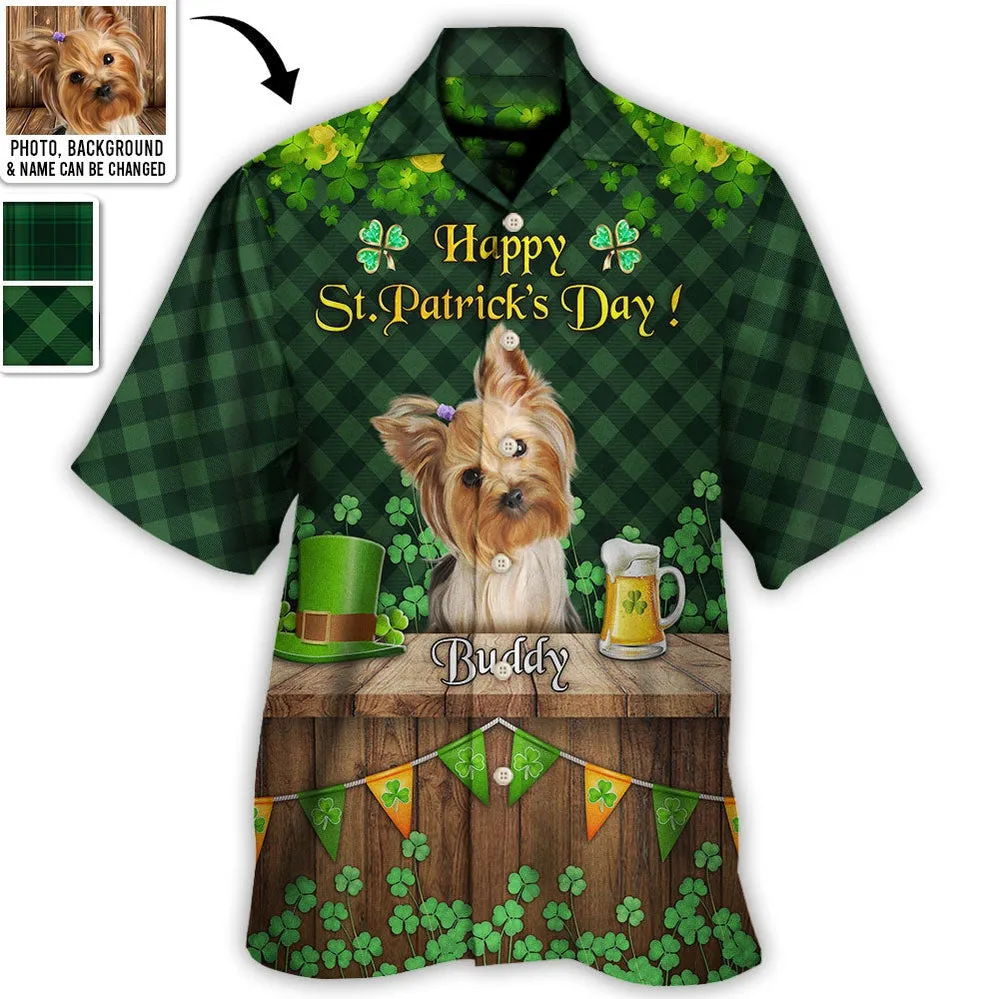 St.Patrick's Day Happy Luck Coin Gold Shamrock Custom Photo Personalized Hawaiian Shirt For Men & Women - Personalized Photo Gifts