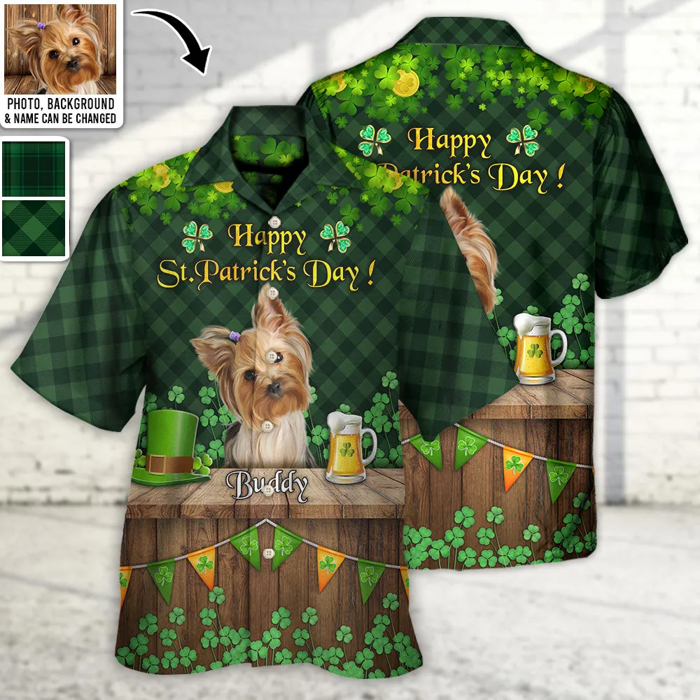 St.Patrick's Day Happy Luck Coin Gold Shamrock Custom Photo Personalized Hawaiian Shirt For Men & Women - Personalized Photo Gifts