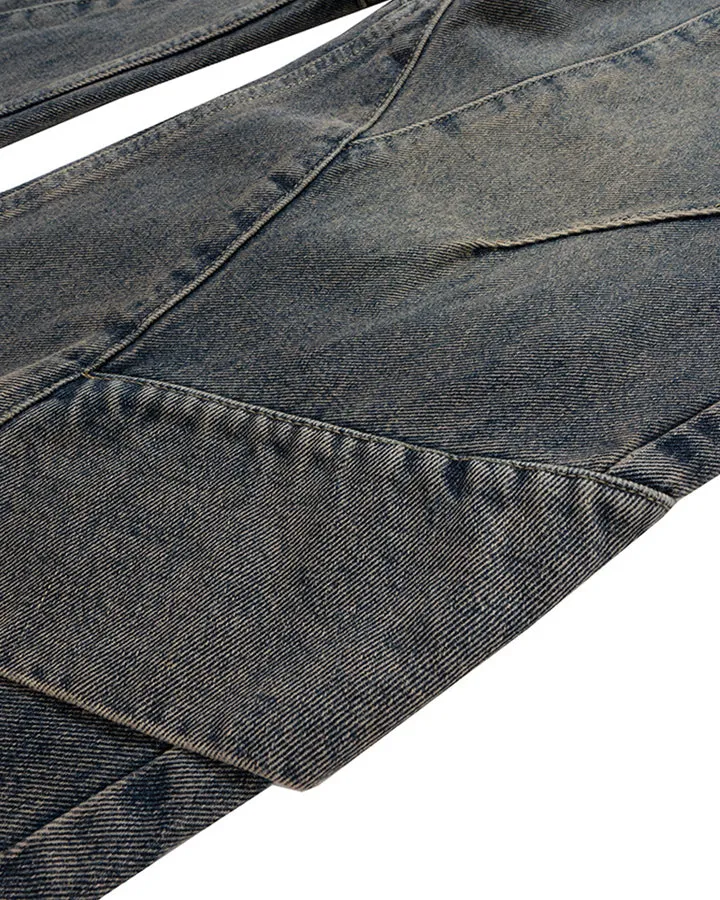 Structural Patchwork Washed To Make Old Micro-Cut Jeans