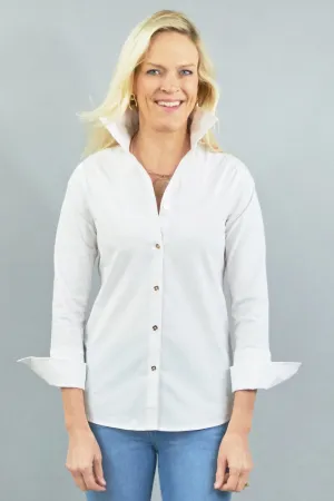 Tenley Shirt - White Stretch Cotton