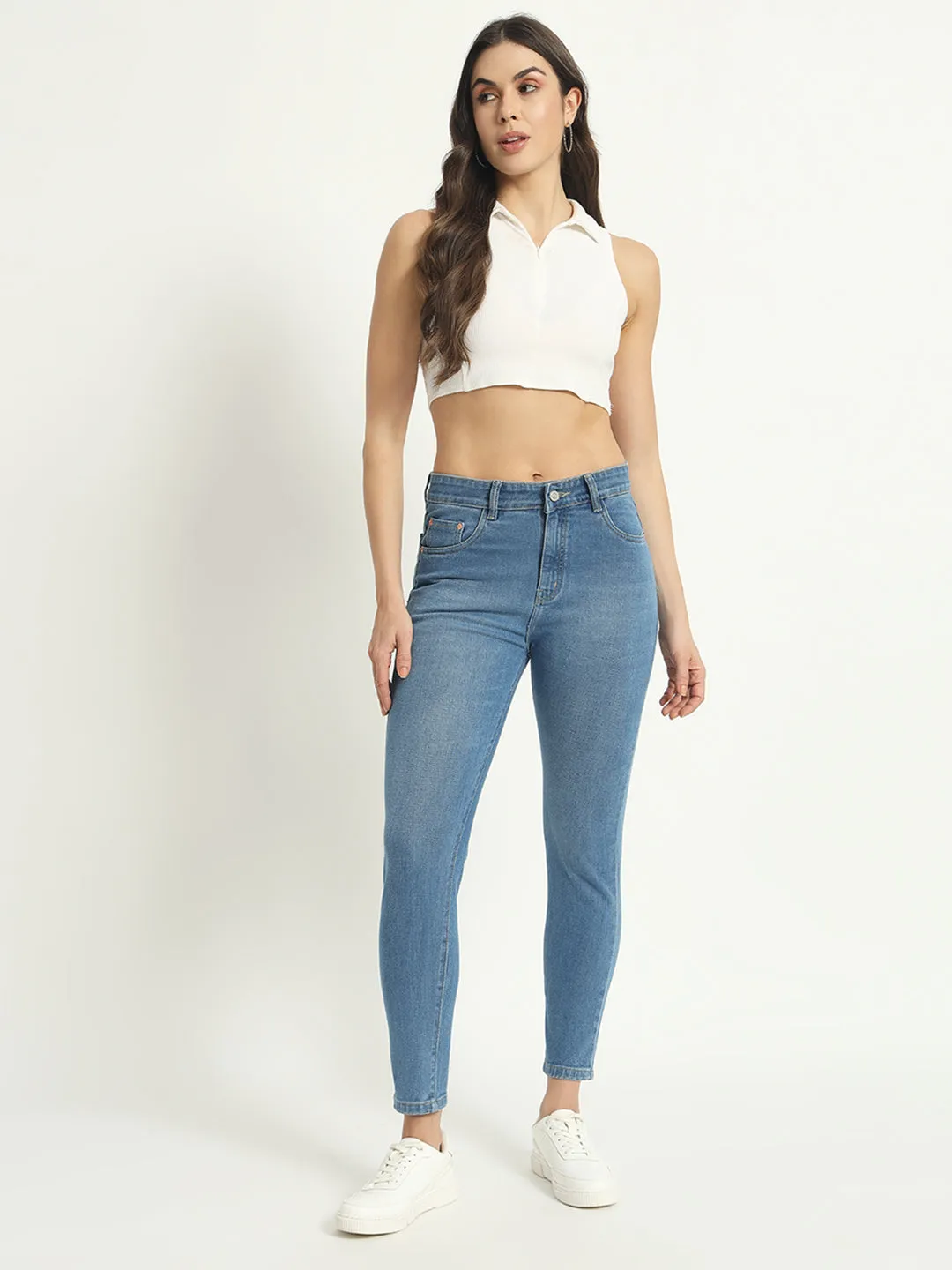 WOMEN BLUE SKINNY FIT STRETCHABLE JEANS