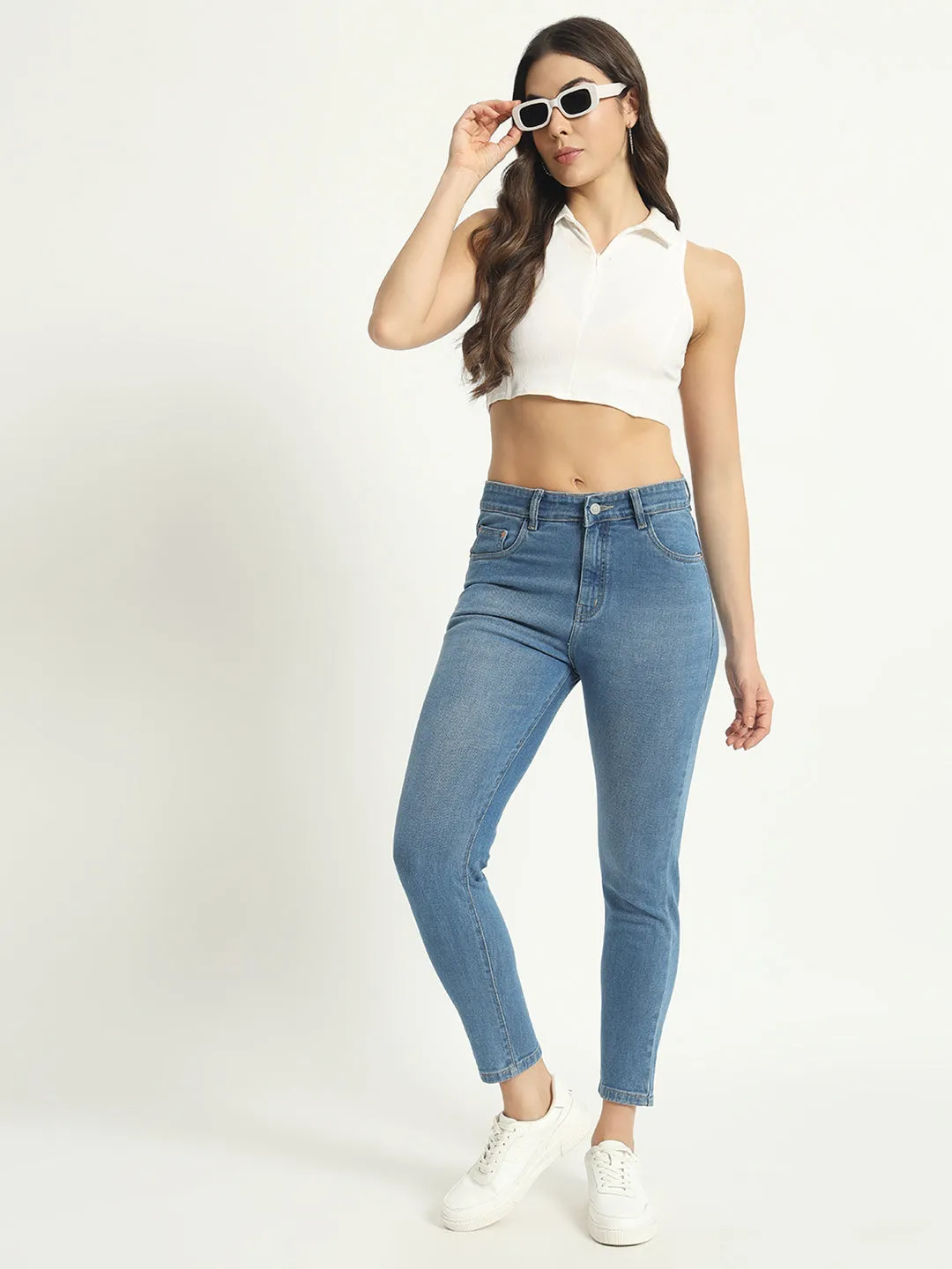 WOMEN BLUE SKINNY FIT STRETCHABLE JEANS