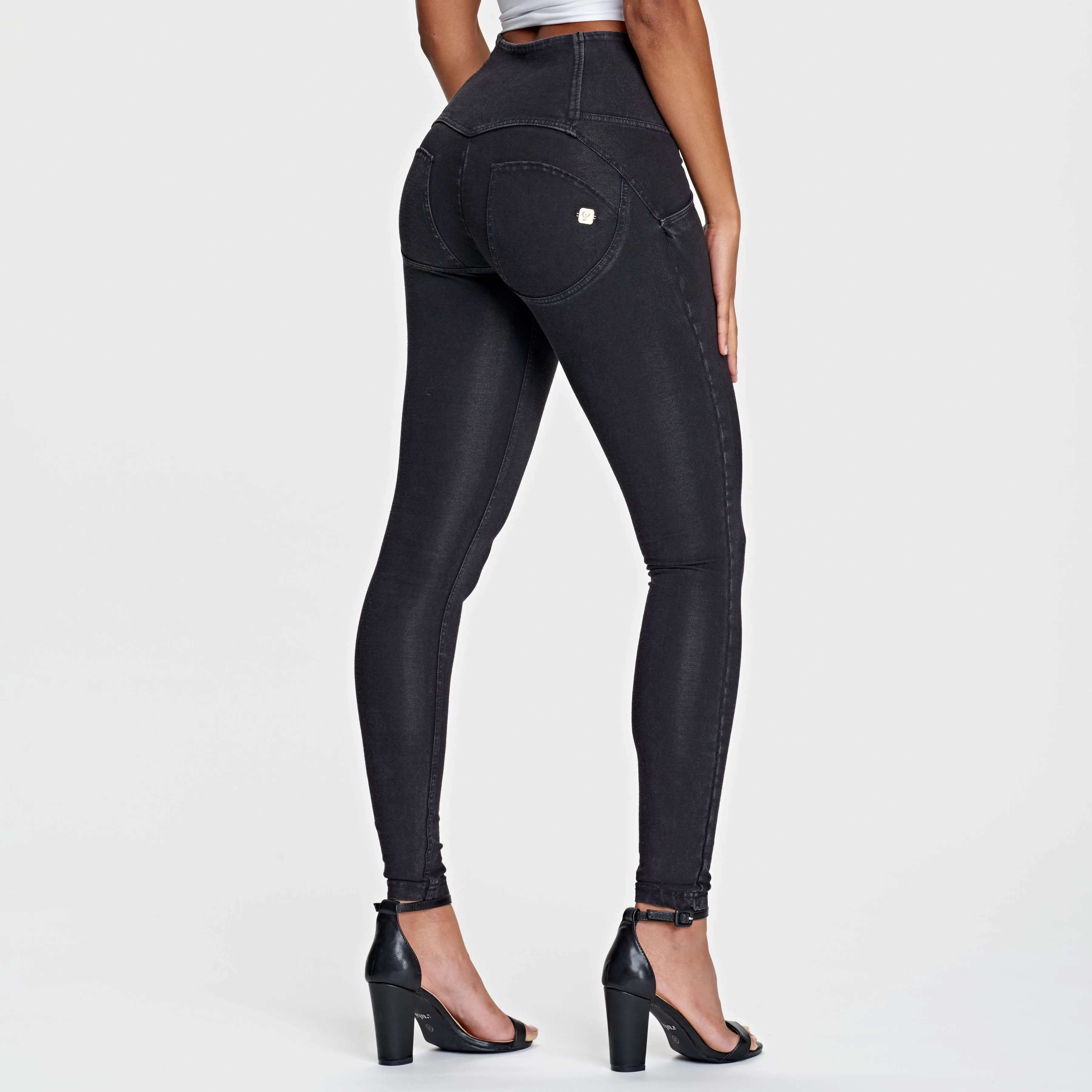 WR.UP® Denim - 4 Button High Waist - Full Length  - Black   Black Stitching