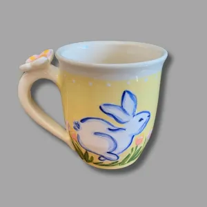 Yellow Bunny Mug with Butterfly Button